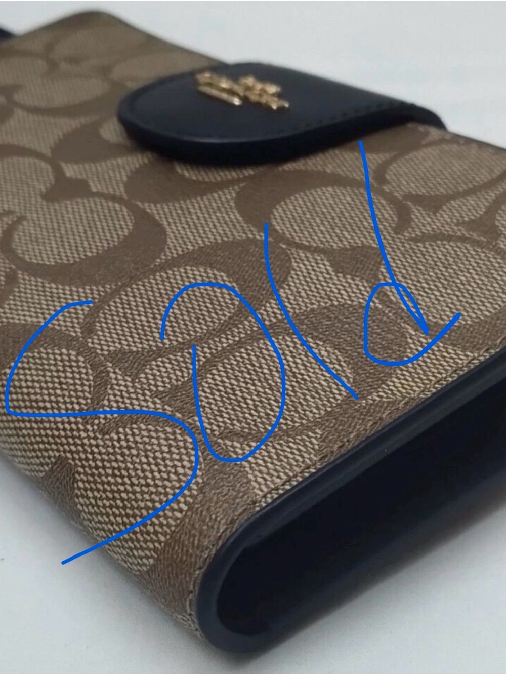 Coach Brown Signature Canvas Wallet with Black Trim